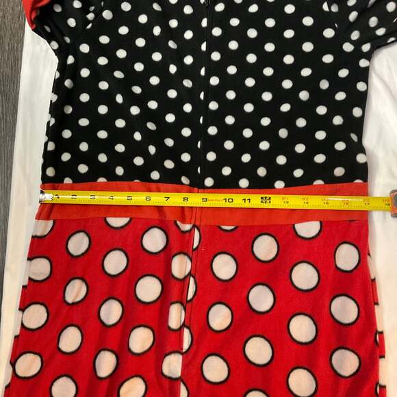 DISNEY Minnie Mouse Hooded Polka Dot Onesie Pajamas Costume Halloween M Holiday - Picture 6 of 8